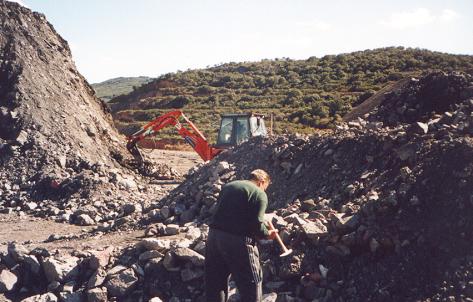 Deposit quartzite stock with cinnabar